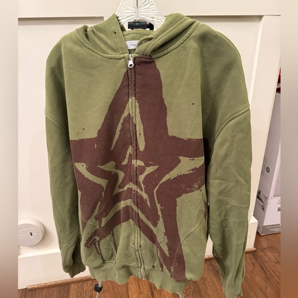 Silence + Noise Green and Brown Star oversizedHoodie by Urban Outfitters Size S - Picture 14 of 14